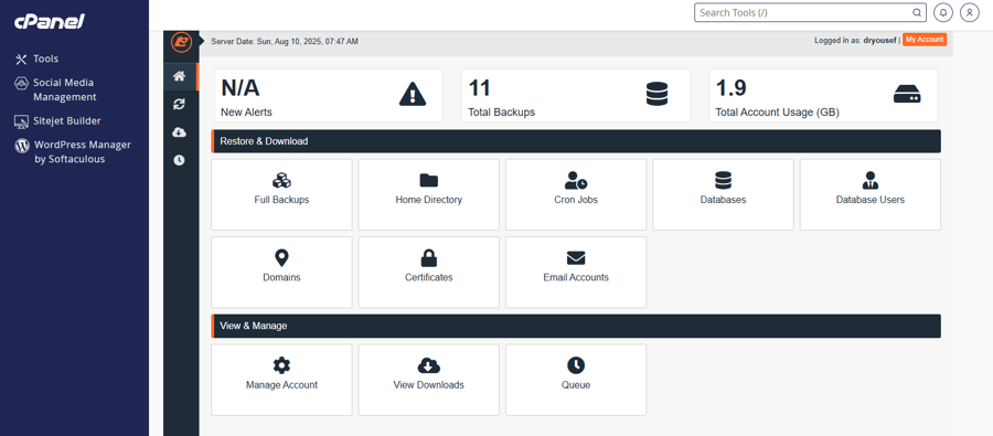 JetBackup cpanel